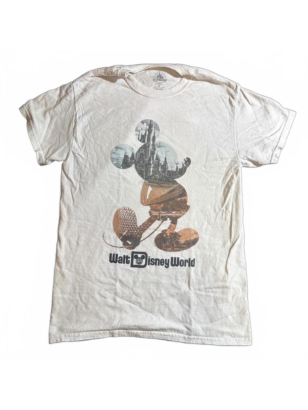 Mickey Small Walt Disney World Silhouette White Graphic Tee